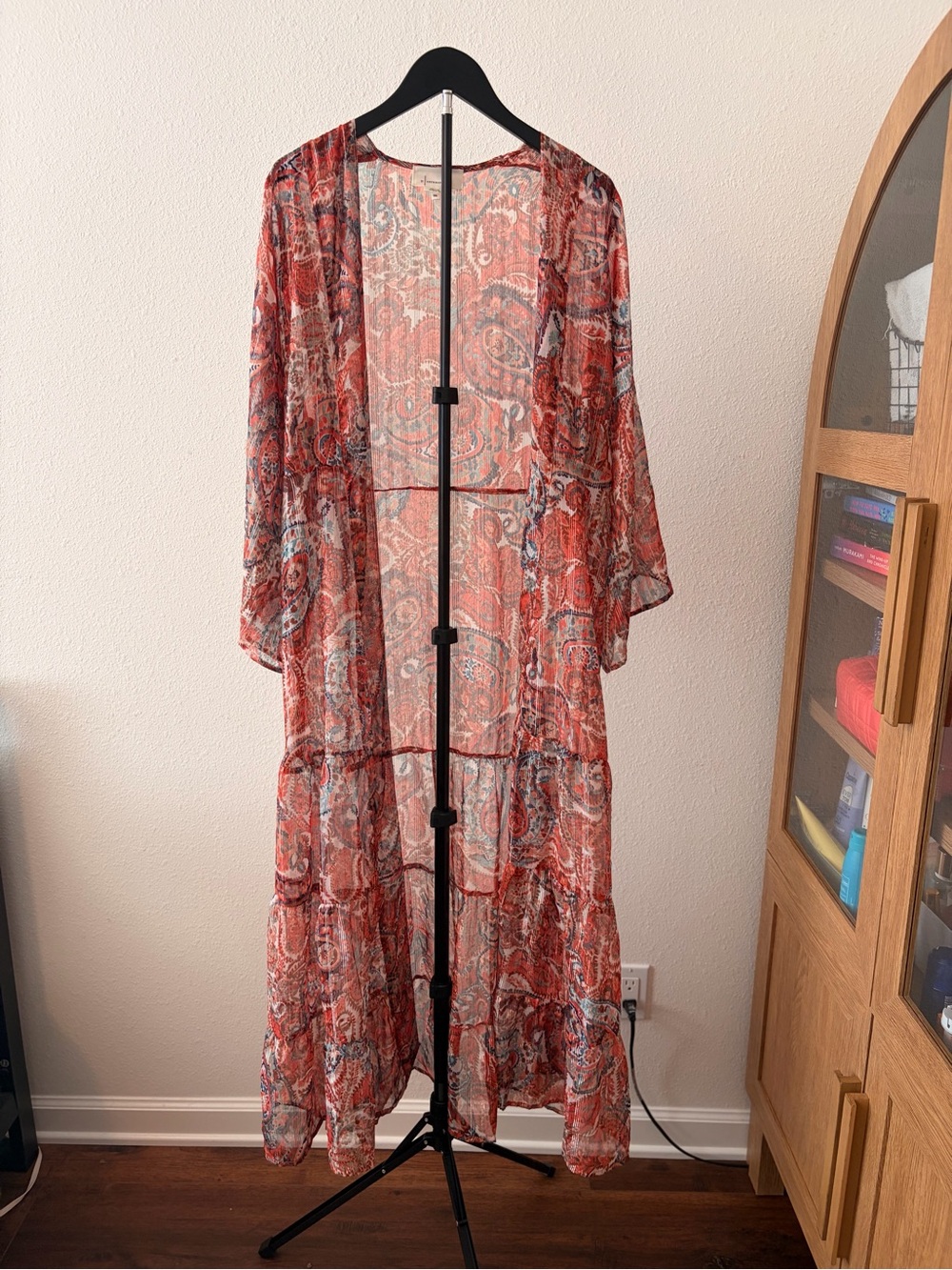 Anthropologie Sheer Paisley Shimmer Coat/Cover-Up